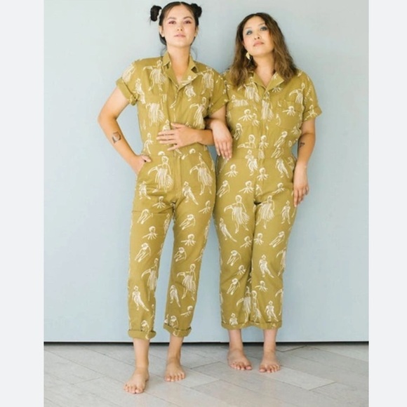 My Little Belleville Pants - My Little Belleville Alta Jumpsuit Boiler Suit art to wear printed yellow